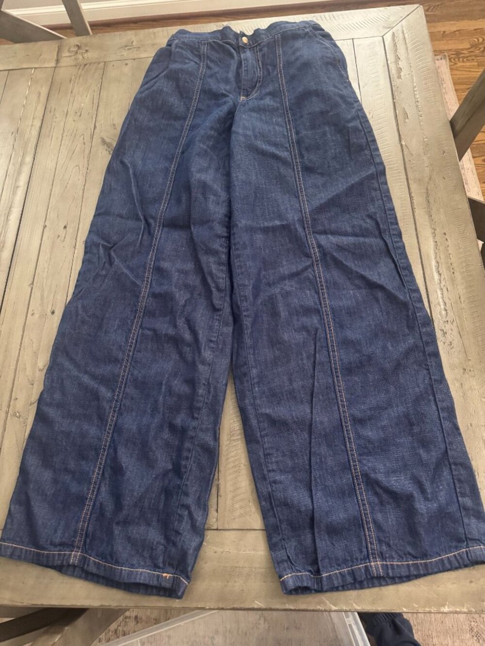 ZARA Z1975 HIGH RISE JOGGER WIDE LEG JEANS Blue Size XS - Picture 2 of 4
